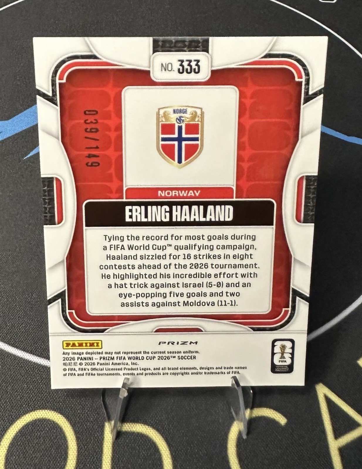 2026 Panini Prizm FIFA World Cup Erling Haaland #333 Teal Disco Prizm /149 view 2