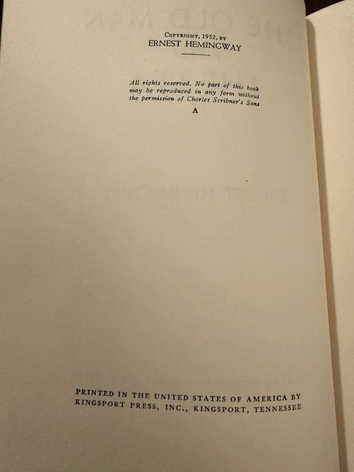 The Old Man and the Sea Hemingway 1952 Book of the Month Club Dust Cover Insert - Image 3 of 4