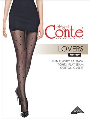 Conte LOVERS 20 Den Women's Tights   Diamonds & Hearts Patterned Pantyhose
