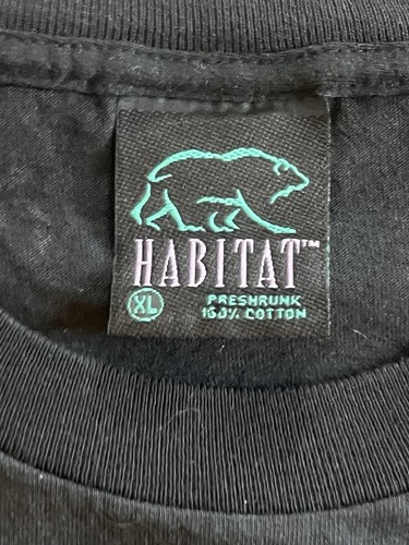 T-shirt Habitat Yosemite ricamata grafica lupo vintage anni 90 XL nera punto singolo - Foto 3 di 4