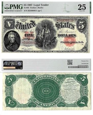 1907 $5 Legal Tender Note Fr-88 PMG VF-25