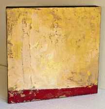 Vintage Brutalist Pure Abstract Oil Acrylic Painting YELLOW RED Rich Texture WOW