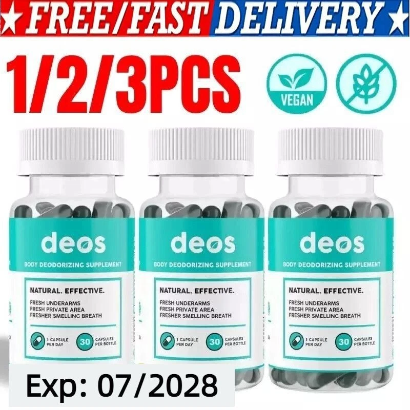 1-3 Pack DEOS Internal Deodorant Supplement – Full Body Deodorizer (30 Capsules) - Image 1 of 4