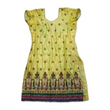 Women's Yellow Silk-Blend Embroidered Kurta - Ethnic Party Wear Tunic
