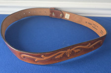 Vtg New LEEGIN Men's Leather Belt Hand Tooled Made in USA Sz 38 Filligree Wilcox