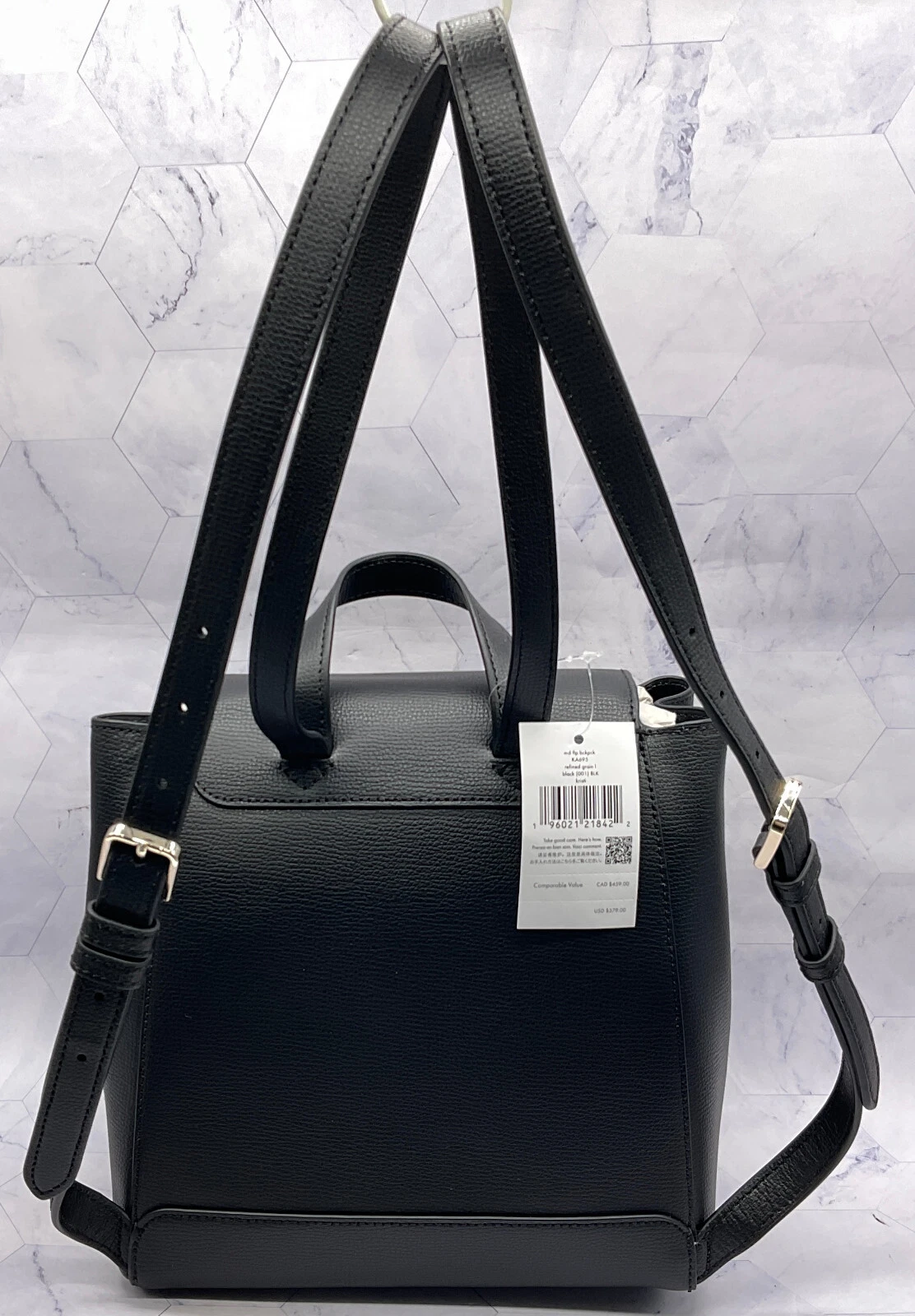 Zaino Kate Spade KA695 Kristi Medium con patta borsa in pelle nera