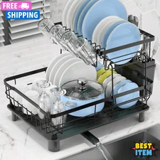 Kitchen Dish Cup Drying Rack Utensil Drainer Dryer Tray Cutlery Holder Organizer