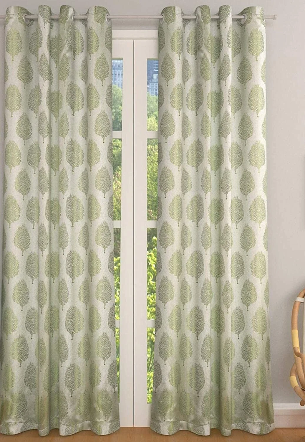 Paquete De 2 Piezas Poliéster Cortinas para Puerta 2.1m Largo con Ojal Verde