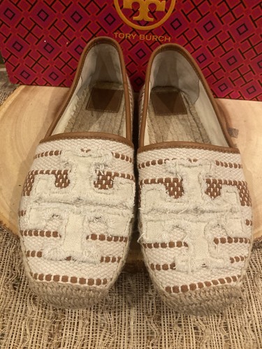 TORY BURCH Shaw ESPADRILLE Canvas and Jute SLIP ON Flat Loafers - WOMEN’S 7.5 US - Picture 5 of 15