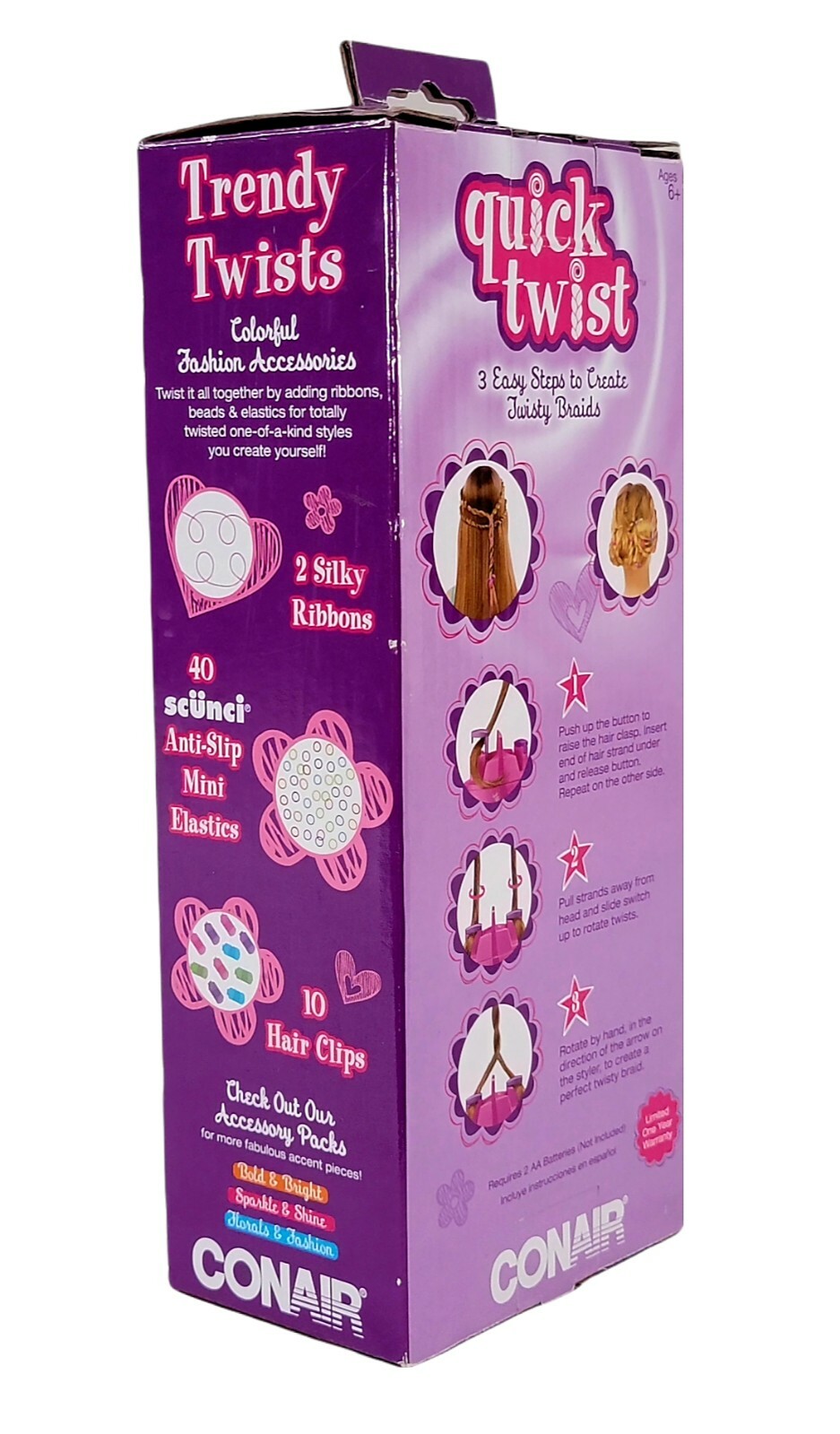 Conair Quick Twist Twirl Hair Braider Electronic Portable DIY Hairstyle