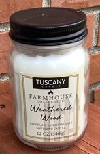 Tuscany Candle Farmhouse Collection Weathered Wood 12 oz. Jar - New - s4e