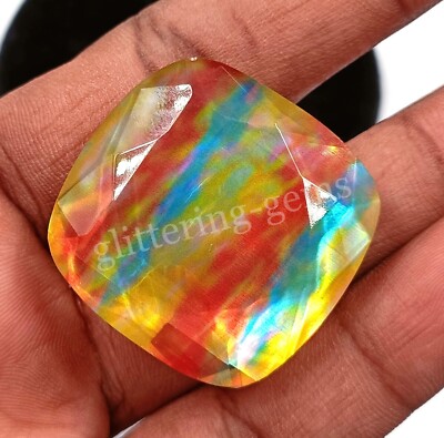 Ammolite Like Opal 82.80 Ct Bi Color Natural IGL Doublet Loose Gems Cushion 5DA
