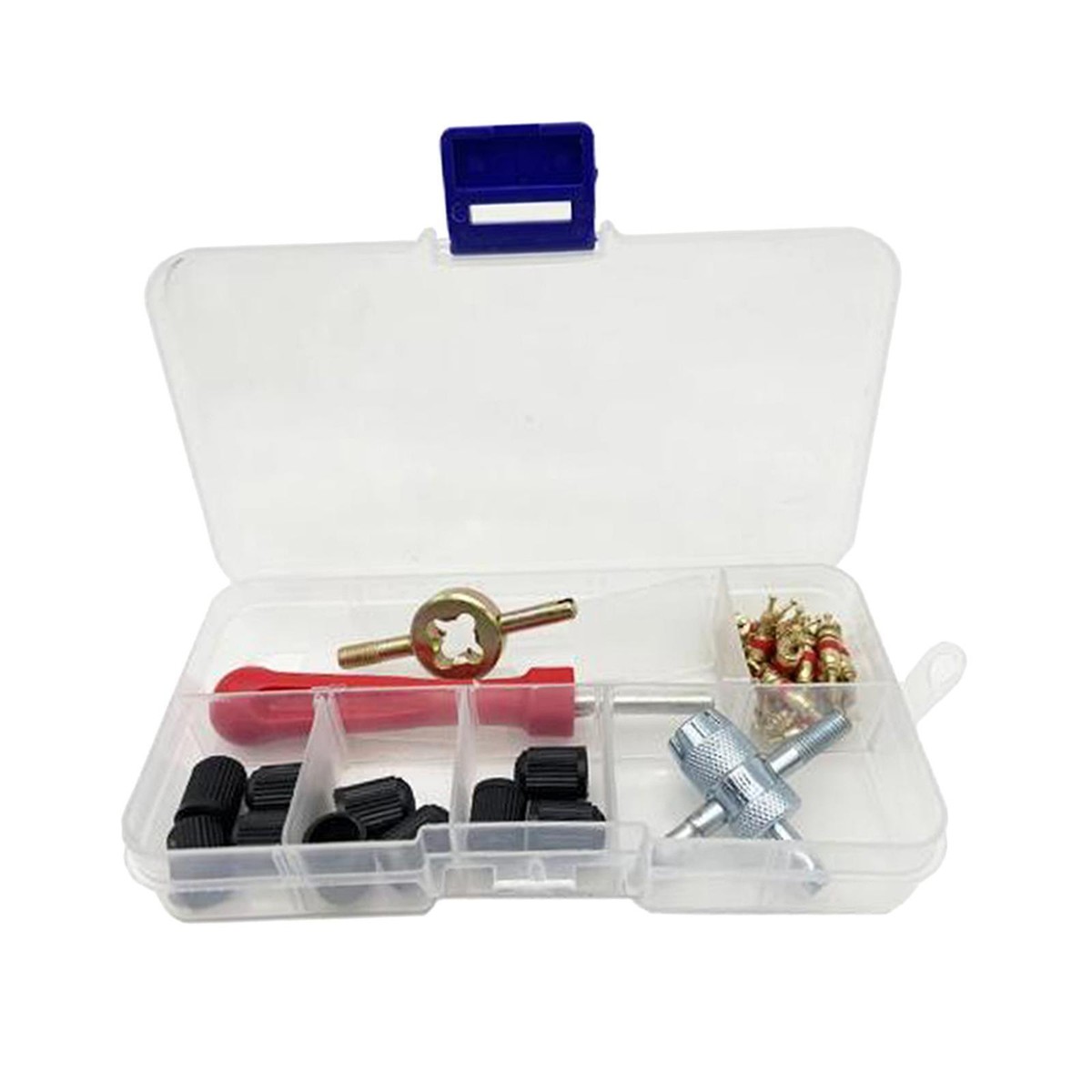 Kit De Réparation Valve Pneu 33 Pièces - Noyaux Valve, Extracteur, Outil 4 En 1 - Pour Voiture, Moto, Vélo, Rangement Boîte Pratique - 8