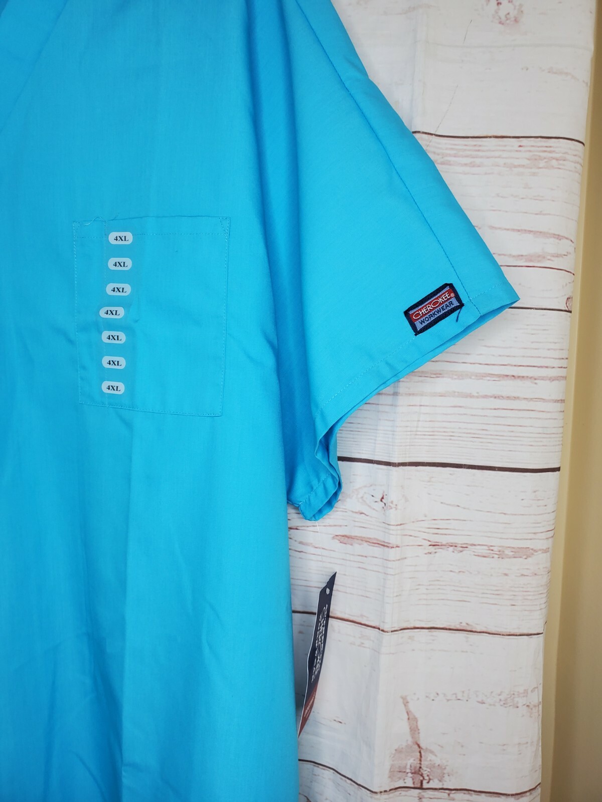 Authentic Cherokee Workwear Size 4XL Unisex Fit Baby Blue Scrub Top
