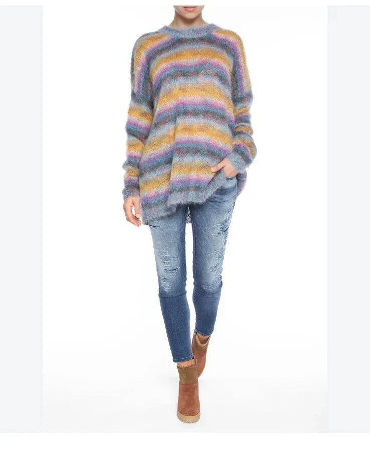 Chloe — CHLOE Striped Mohair Oversize Sweater Runway 2017 Small