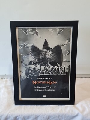 Saxon Northern Lady 1987  FRAMED ADVERT MUSIC POSTER A4 8X12''
