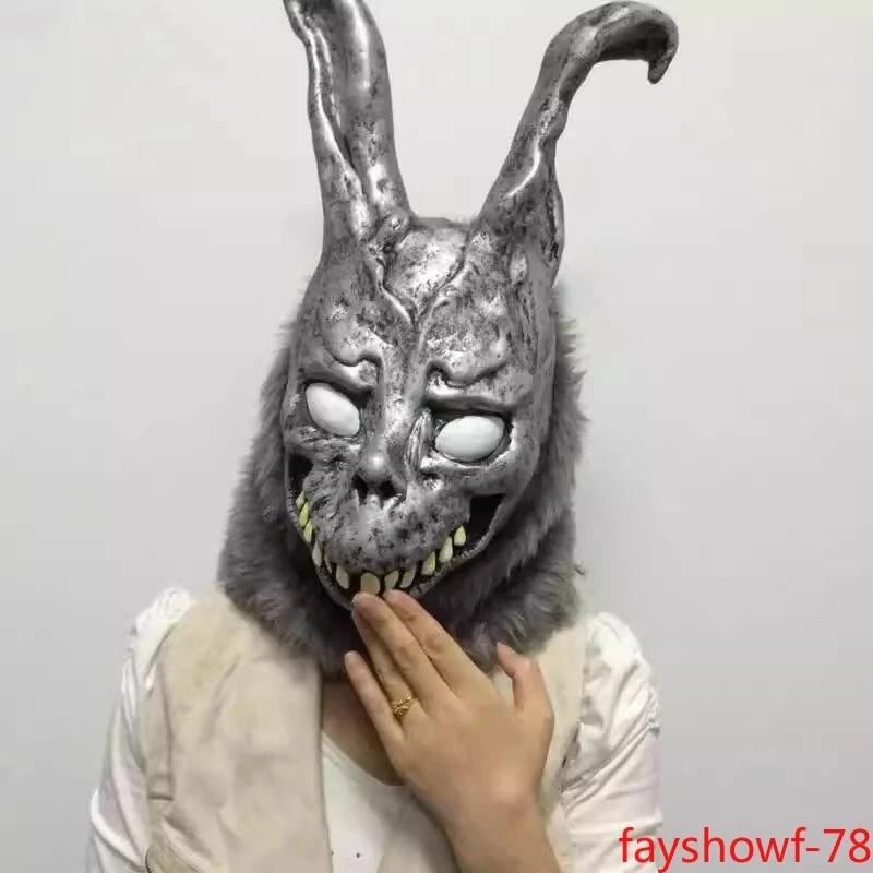 2023 Donnie Darko FRANK the Bunny MASK Latex Overhead with Fur Adult Costume - Image 2 of 4