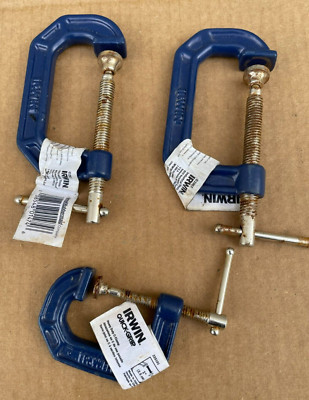 Irwin 225102, 2  & 225101, 1'' - Quick-Grip Heavy Duty C-Clamps (Lot of 3)