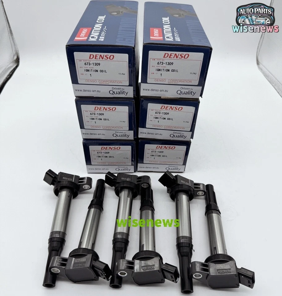 6X Denso Ignition 673-1309 Coil For 2005-21 Toyota/Lexus V6 Engines 90919-02255 Foto 2 de 4