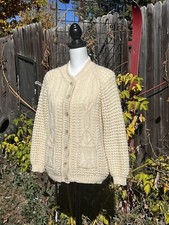 Vintage Gaeltarra 100 Handloomed Knit Wool Cardigan Sweater Made in Ireland