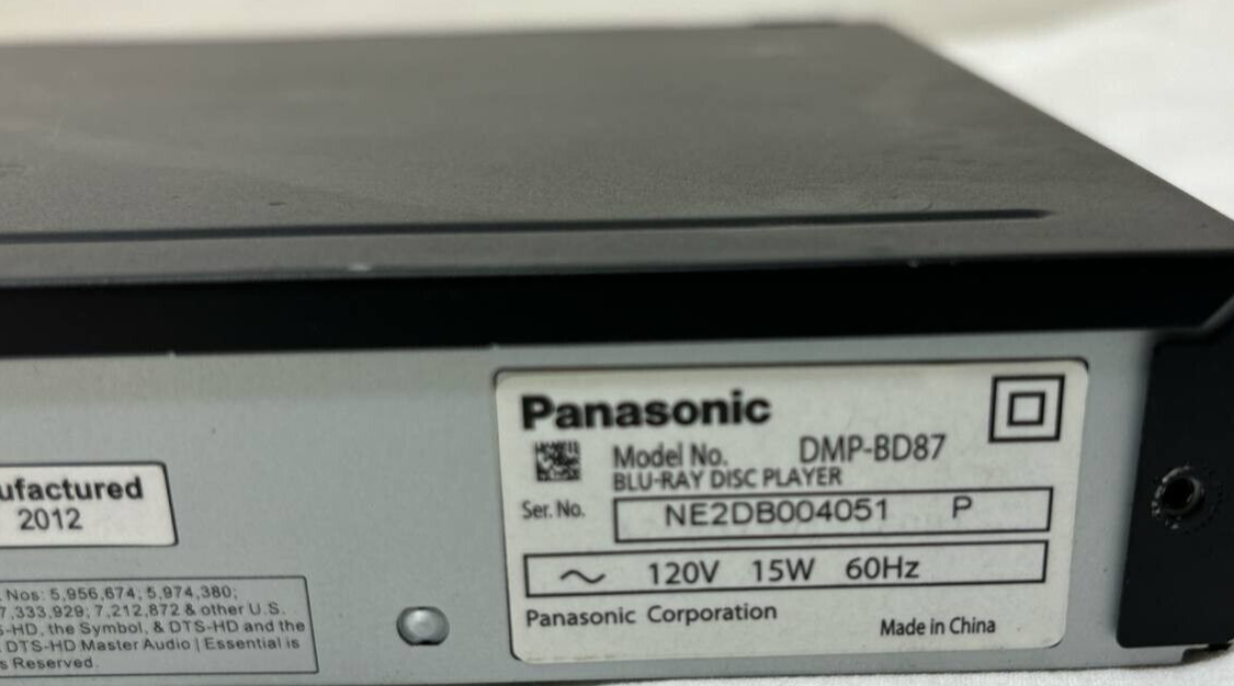 Panasonic DMP-BD87 Blu-Ray DVD Player Full HD 1080P WiFi HDMI