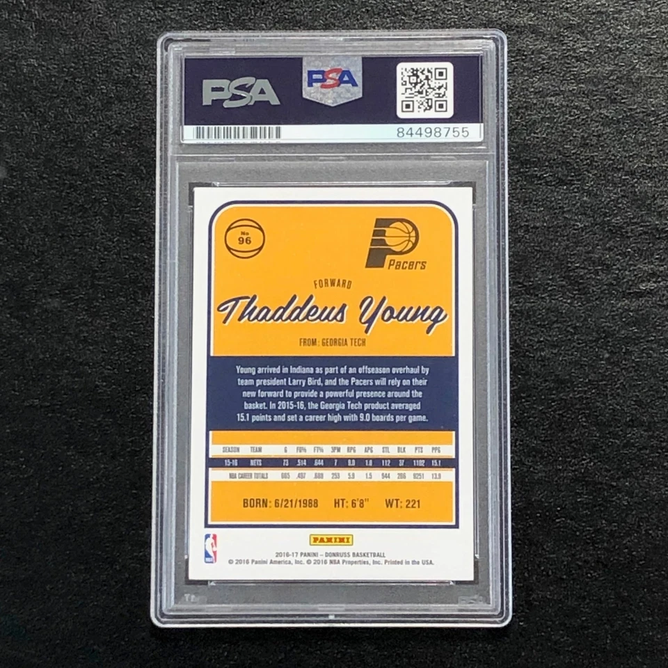 2016-17 Donruss #96 Thaddeus Young Signed Card AUTO PSA Slabbed Pacers - Image 2 of 2