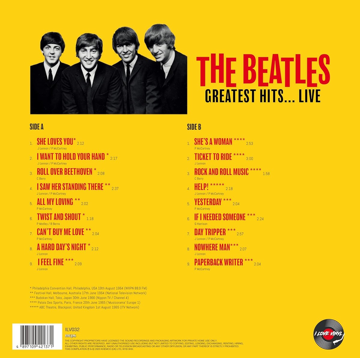 The Beatles Greatest Hits Live Vinyl Lp Record NEW Sealed