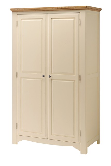 Salisbury Cream Painted Wood Oak 2 Door Wardrobe In Slipper