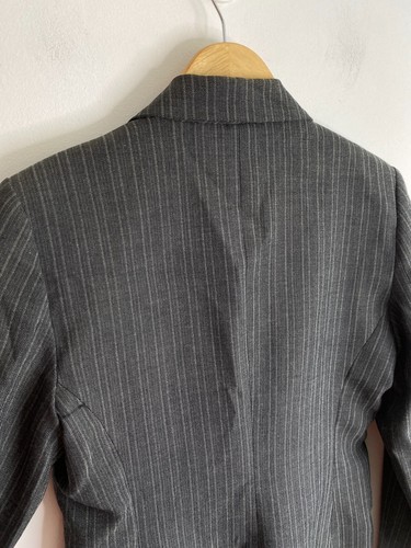 Portmans Blazer Jacket Womens Size 8 Grey Stripe Lapel Long Sleeve Button Work - Picture 9 of 16