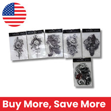 F10418 Skull Tattoo Stickers Dragon Rose Gothic Arm Temporary Body Art Set