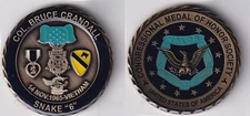 COL BRUCE CRANDALL MEDAL OF HONOR CHALLENGE COIN VIETNAM RARE MOH IA DRANG