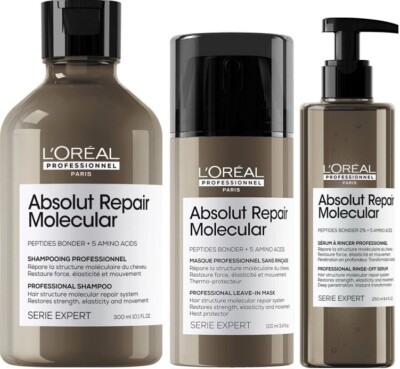 Absolut RepaiR Molecular : Shampoo 300ML + Mask 100ML + Sérum 250ML Serie Expert
