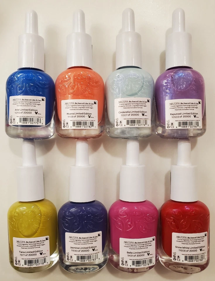 Juego de 8 esmaltes de uñas Nailtopia Disney 100 Princess Ariel Belle Blancanieves Foto 2 de 2