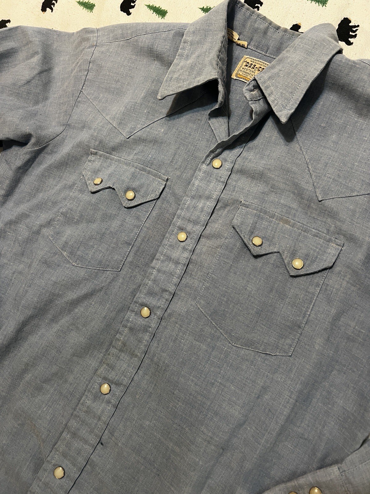 Vtg Dee Cee Western Snap Button Panel Back Chain … - image 3