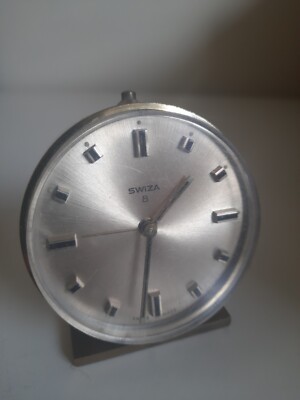 VINTAGE SWIZA 8 DAY ALARM CLOCK,BRASS CASE WORKING ORDER SWISS