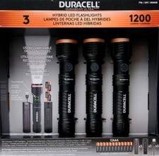 3 Pack Duracell LED Flashlights 1200 Lumens Rechargeable or AAA USB-C Cables NEW