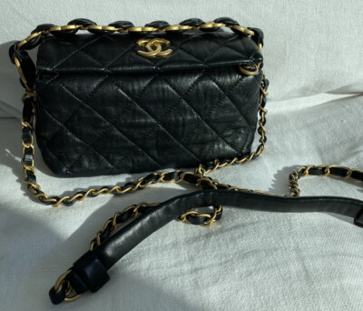 Chanel CC Link Hobo Quilted Crumpled Lambskin Small Black | eBay Chanel CC Link Hobo Quilted Crumpled Lambskin Small Black | eBay