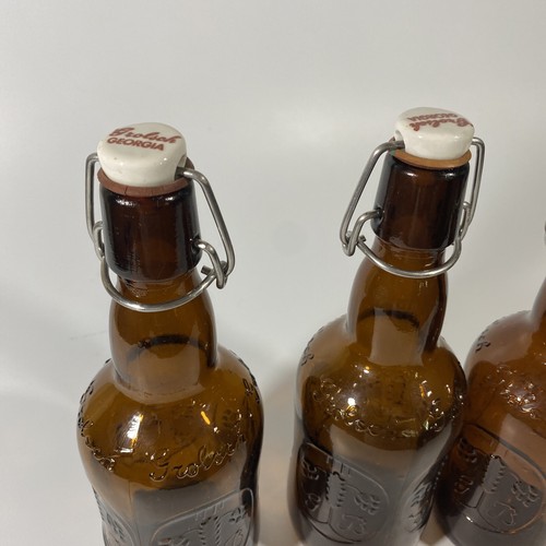 OLD GROLSCH "GEORGIA" PORCELAIN STOPPER BROWN BEER BOTTLES 16OZ Set Of 3 Vintage - 第 22/24 張圖片