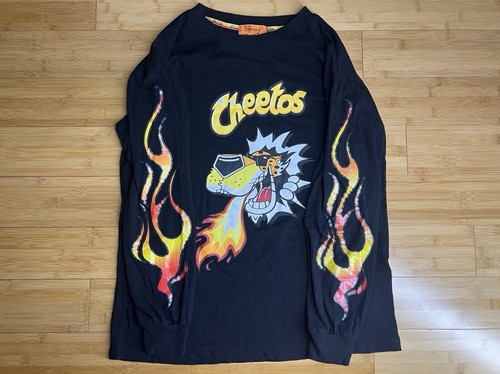 Forever 21 X CHEETOS Flaming Hot Long Sleeve Shirt,Black Flame Sleeves|Size:S - Picture 9 of 16