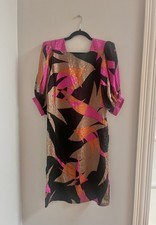 Vintage 1980s Flora Kung Silk Abstract Dress Size 4