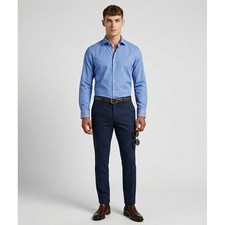 Ted Baker Endurance Dress Shirt Mens 15.5 34/35 Slim Fit Blue Micro Geometric