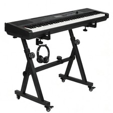 Höhenverstellbarer Keyboardständer Z-Form Keyboard Ständer Schwarz Synthesizer
