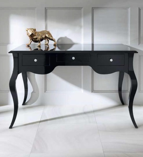 Schwarzer Schreibtisch BüRo Stil Tisch Schreibtische Barock Rokoko Holz Tische-image
