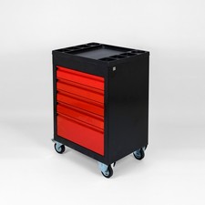 Servante d'atelier Pro 5 tiroirs – Métal renforcé, Noir/Rouge verrouillage centr