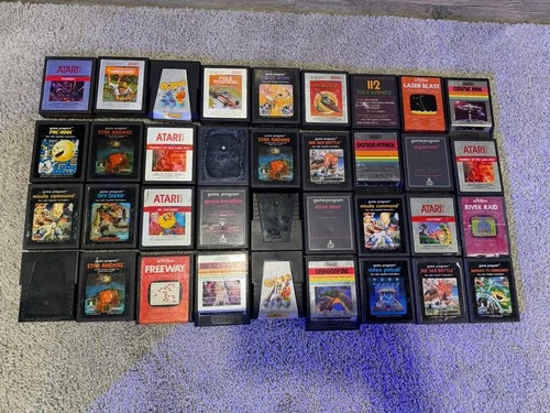 Atari 2600 Game Cartridge Lot Pac-Man Centipede Q*bert Space Invaders Manual #4