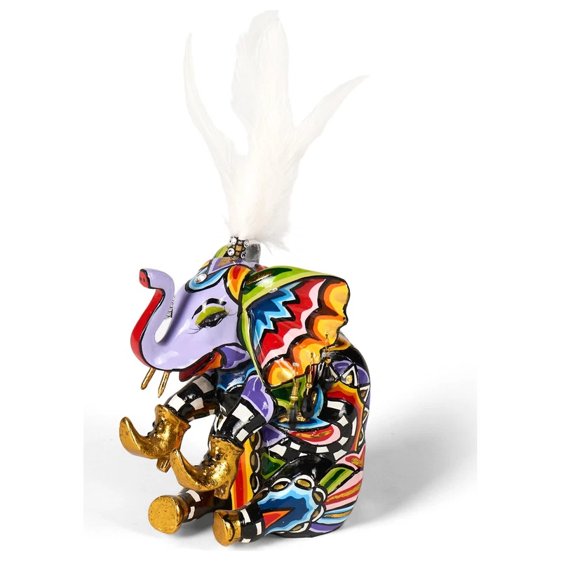 ELEFANTE Seduto Statua Scultura Tom's Drag 3001 Jumbo S Piume Pop Art Arredo