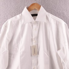 Canali Men White Dress Shirt Italy Made Size 16.5-42 French Cuff Business Preppy