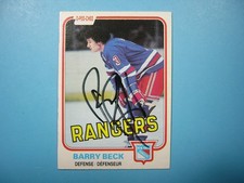 1981/82 O-PEE-CHEE NHL HOCKEY CARD #220 BARRY BECK EX/NM AUTO AUTOGRAPH OPC
