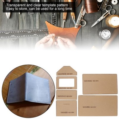 6x Acrylic Template Hand Made Short Wallet Leather Pattern Mold Manual SET