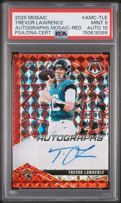 2025 PANINI MOSAIC AUTOS MOSAIC RED TREVOR LAWRENCE 65/199 PSA 9 AUTO 10 POP 2